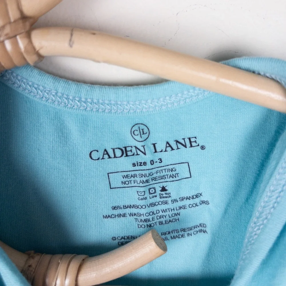 Caden Lane Knotted Gown Blue Bamboo Henley Long Sleeve Baby 0-3 Months